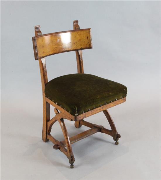 A Reformed Gothic oak dining chair, designed by Edward Welby Pugin, c.1864,